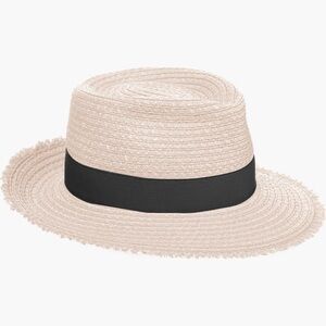 Eric Javits Look Again Packable Squishee Fedora Sun Hat cream Black Band